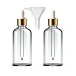 Avalon 100ml Clear Glass Dropper Bottles (Pack of 2) with White & Gold Glass Dropper Pipette + Funnel, Reusable Refillable Eco Friendly, Sustainable Living, Cosmetic Containers for Beauty & Skincare