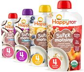 Happy Tot Organics Stage 4 Baby Food Pouches, Gluten Free, Super Morning Fruit & Oat Variety Pack Blend 4 Oz (Pack of 16)