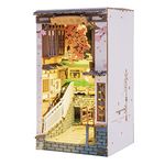 Rolife Sakura Densya DIY Book Nook Kits for Adults Bookshelf Decor - 3D Wooden Puzzle Dollhouse - with Furniture and Accessories - Ideal Bookends Kit - Craft Kits for Adults