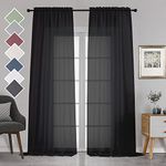 Chyhomenyc 2 Panels Extra Long Sheer Window Curtains 120 Inches Length, Elegant Window Voile Panels/Drapes/Scarf/Treatment/Backdrop for Living Room Wedding Party Home Decor (42W x 120L inches, Black)