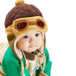 TMEOG Toddlers Cool Baby Boy Girl Kids Infant Winter Pilot Aviator Warm Cap Hat Beanie Earflap Hats 6-36 Months (One Size, Brown)