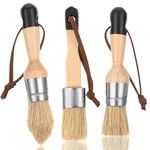 3 Pack Chalk Paint Brush, Chalk and Wax Paint Brush Chalk Paint Tool for Furniture Reusable Flat and Round Chalked Paint Brush for Folk Art Home Décor Wood Projects Furniture Stencils