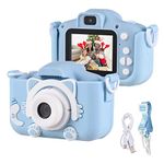 Andoer Kids Digital Camera, 1080P 2.0 Inch Kids Photo Camera, Kids Camera with Strap, Ideal Gifts for Boys Girls 3-10 Years, Blue Cat