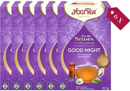 Yogi Tea, For The Senses, Good Night, Organic Herbal Tea with Essential Oils, Naturally Caffeine Free, Blend of Lavender, Chamomile and Hops, 6 Packs x 17 Tea Bags (102 Teabags Total)