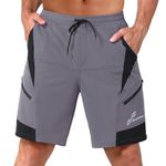 Sportneer Mens Mountain Bike Shorts 3D Padded MTB Bicycle Riding Cycling Shorts Quick Dry Lightweight with Liner and Loose Fit Grey