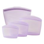 Blue Ginkgo Reusable Silicone Storage Bags – 4-Pack | Korean-Made Stand Up Food, Freezer Bags - Lavender