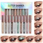 10 PCS Liquid Glitter Eyeshadow Sweatproof Makeup Set, Matte Glitter Pressed All Highly Pigmented Blending Liquid, Natural Velvet Texture Eye Shadow Kit Perfect For Every Woman & Girl (10pcs)1