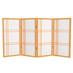 Oriental Furniture 3-Feet Double Cross Japanese Shoji Privacy Screen Room Divider, 4 Panel Honey