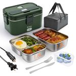 Kabbas 1.8L Portable Electric Lunch Box for Adults, 100W Heated Lunch Box for Men with Removable Dual Container, Fast Heating Food Warmer, 12V/24V/110V for Car Truck Office lonchera eléctrica portátil