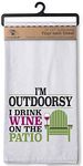 Chris's Stuff 29" x 18" Emroidered Kitchen Cotton Towel for Wine Lovers - Funny Quote [ I Am Outdoorsky I Drink Wine on The Patio ]