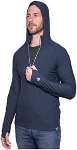 MERIWOOL Men’s Base Layer Hoodie Lightweight Merino Wool Long Sleeve Thermal, Denim Blue, Large