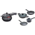 Prestige Induction Base Aluminium Pressure Handi with Tawa, Fry Pan, Kadai, Milk Pan
