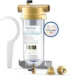 Waterdrop Mega Spin Down Sediment Filter, Reusable Whole House Water Filter System, Backwash Sediment Water Filter Double System 100 Micron+5 Micron PP Filter, BPA Free, 1" MNPT + 3/4" FNPT