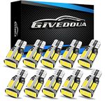 GIVEDOUA 194 LED Car Bulb T10 168 2825 W5W LED Bulb, Extremely Bright 12V 11SMD 5630 Chipset LED Bulb Used for Cars Trucks Interior Dome Map Door Courtesy License Plate Lights 6500K White(10pcs/pack)