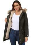 Royal Matrix Women's Winter Coats Fleece Lined Parka Jacket Hooded Long Winter Warm Parka Coat with Pockets (Army Green, 16)