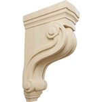 Ekena Millwork COR03X06X10TSRW 3 3/8" W X 6 1/2" D X 10 1/2" H Boston Traditional Scroll Corbel, Rubber Wood