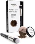 Men’s Beard, Mustache & Hair Root Touch Up Powder – Bald Spot Cover Powder – No Fragrance, Talc or Parabens – Hair Cover Hairline Powder by NuBeauti (Darkest Brown, With Brush)