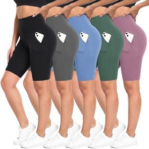 Diu Life 5 Pack Biker Shorts for Women – Buttery Soft 8" High Waisted Tummy Control Workout Shorts with Pockets Non See Through Black Grey Blue Green Pink Yoga Shorts Under Dress Gifts
