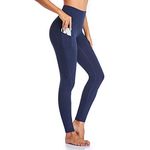 Occffy Leggings for Women High Waist Yoga Pants with Pockets Workout Tummy Control Femme Gym Running Tights CK888 Deep Blue