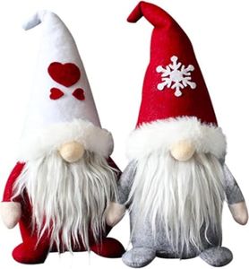 WODJR 2Pcs Christmas Gnome Christmas Gnome Decorations Christmas Gnome Elf Ornaments Christmas Faceless Decorations Swedish Nisse Scandinavian Plush Christmas Decor Xmas Gnome for Xmas Gifts