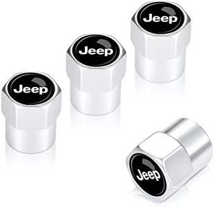 Tire Valve Stem Caps,Wheel Caps Compatible with Jeep Grand Cherokee Wrangler Compass Cherokee Patriot Series All Models, Metal Air Valve Cover Car Accessories,Not Made by Jeep,4 Pcs(Silver)