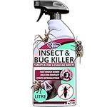 Aviro Bug & Insect Killer Spray - Targets Flying & Crawling Insects Inc Ants, Cockroaches, Beetles, Fleas, Mites, Spiders, Silverfish & Wasps. Professional Insecticide Bug Spray For The Home. 1 Litre