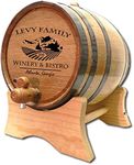 Personalized 3 Liter Oak Aging Barrel with Stand, Bung, and Spigot - Age Wine, Mead, Cocktails, Bourbon, Whiskey, Beer and More! Custom Laser Engraved Bistro Design (B314)