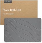 Natureva Home - Stone Bath Mat | Super Absorbent, Quick Dry, Non Slip | Modern Diatomite Bathroom Mats | Made of Natural Diatomaceous Earth | Absorbing Water Instantly | Design Flow | Colour Graphite