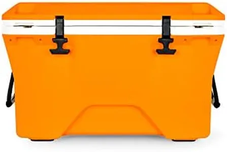 Camco Currituck Tangerine and White 30 Quart Cooler - Rugged Exterior Made for Camping, Hunting, Fishing and Tailgating - Comes with Cooler Basket (51757)