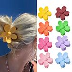 8 Pcs Flower Hair Clip Claw Clip Hair Accessories for Women, Cute Matte Claw Clips for Thick Hair, Candy Color Non Slip Strong Large Hair Claw Jaw Clips Flower Girl Hair Accessories