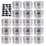 18 Pack Magnetic Spice Jars, 4oz Stainless Steel Spice Storage Containers, Include Spice Label and Pen, Clear Top Lid with Sift or Pour, Magnetic on Refrigerator and Grill