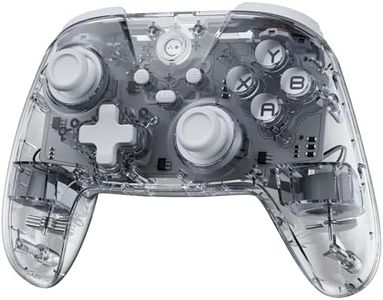 MOMEN 2.4G PC Gaming Controller Wireless with Hall Effect Joysticks & Triggers, PC Game Controller for Windows/Android/Steam Deck/iPhone/Switch, Bluetooth Gamepad with 8 RGB Colors/Turbo/programmable - Clear