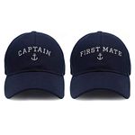 PopCrew Captain Hat & First Mate | Matching Skipper Boating Baseball Caps | Nautical Marine Sailor Hats (Navy)