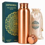 DIPHORIA 100% Pure Copper Water Bottle – 950ml / 32oz – Leak Proof Ayurvedic Drinking Bottle for Daily Hydration – BPA Free – Handcrafted Copper Bottle (Plain)