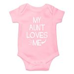 Witty Fashions My Aunt Loves Me - Funny Cute Novelty Infant Creeper, One-Piece Baby Bodysuit (Pink, 3 Months)