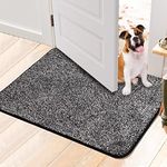 Walensee Indoor Doormat, Front Door Mat for Entrance (20"x32" Grey-Black) Machine Washable Entryway Rug Non Slip Dirt Trapper Door Rugs Absorbent Low Profile Shoes Scraper Inside Floor Mats for Entry