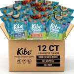 Kibo Veggie Chips Variety Snack Set - 7g Plant-Based Protein - Bold Flavors: Sea Salt, Hot Chipotle & Sour Cream & Onion - Gluten-Free, Non-GMO, Vegan, Dairy-Free - Fun Crunchy 3D Bite-Size Triangles - 12 Pack