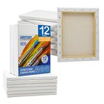 FIXSMITH Stretched White Blank Canvas- 8x10 Inch,Bulk Pack of 12,Primed,100% Cotton,5/8 Inch Profile of Super Value Pack for Acrylics,Oils & Other Painting Media.