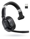 TECKNET Trucker Bluetooth Headset, AI Noise Canceling 70h Wireless Headphones Bluetooth with Microphone & Dongle, ENC Bluetooth Headset with Mute for PC Phone Laptop Office Home, All Day Comfort