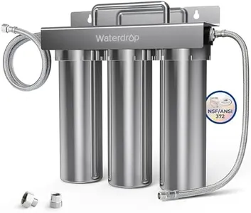 Waterdrop TST-UF 0.01μm Ultra-Filtration Under Sink Water Filter, Stainless Steel Water Filter for Sink, 5X Service Life, 99.99% of Contaminants Larger than 0.01μm, USA Tech (3 Filter Included)