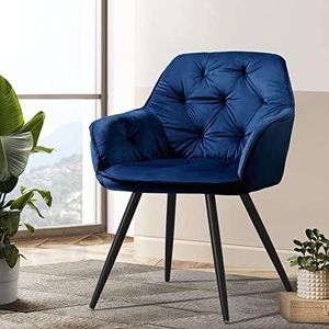 Artiss Dining Chairs Set of 2 Navy Esright Chair Nursing Seats Reading Seating Home Living Room Bedroom Kitchen Cafe Office Furniture, Soft Velvet, in 42cm Seat Height