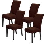 Styleys Dining Chair Cover Slipcovers, Jacquard Chair Seat Protector Removable Washable Spandex Kitchen Chair Covers for Dining Room, Set of 4, Chocolate, JLMC08