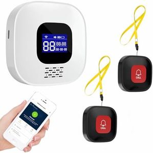 Wireless Caregiver Pager with Smart Call System & Call Buttons for Elderly Monitoring, Life Alert System for Seniors, 2 SOS Panic Button 1 Receiver