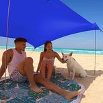 Otentik Nano Sunshade for Beach or Outdoors - Sun Canopy - Beach Shelter - Sail Canopy - Sun Awning With 2 Poles (Royal Blue)