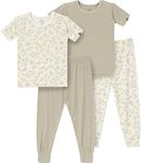 Modern Moments by Gerber Toddler Girls' Viscose Tight Fitting Pajamas Set, Ivory Lemon Vine, 3T