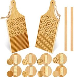 Tessco 4 Pieces Gnocchi Board Gnocchi Pasta Board Garganelli Pasta Board Set with Rollers for Pasta Maker Pasta Board Gnocchi Roller Kitchen Gift Ideas