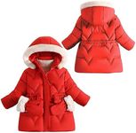 SEAUR Kids Puffer Jacket with Hood Warm Hooded Jacket Fleece Lined Toddlers Winter Heavyweight Coats Thick Winter Coats for Girls Padded Outwear 5-6T