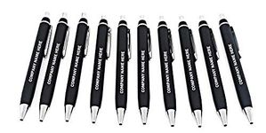 CrownLit Personalised Pen with Your Company Name Printed (Black) - Pack of 10