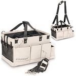 FifthStart Multipurpose Cleaning Caddy with Handle, Waist & Shoulder Strap - Nappy Caddy - 9 Pockets & Easily Cleaned - Sturdy & Portable Storage Box with Adjustable Compartments (Beige, Large)