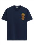 ADRO Tshirt for Men | Anime T shirt for men | 100% Cotton Tshirt | Graphic Printed T-shirt | Chest Printed Tshirt | Groot Anime Tshirt | T-shirts| RN24-STICK-GROO-NB-XL Navy Blue